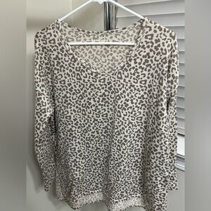 American Eagle OutfittersOff White and Brown  Long Sleeve Top, oversized XS